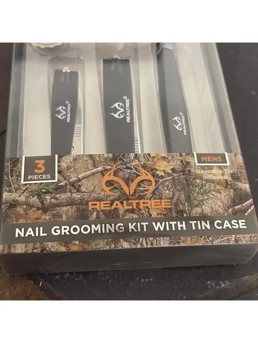 Realtree Men's Nail Grooming Kit with Tin Case - 3 Piece Set